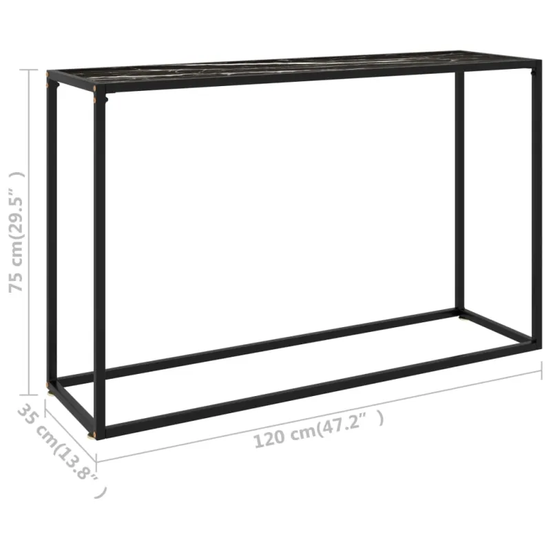 Konsolinis staliukas, juodas, 120x35x75cm, grūdintas stiklas