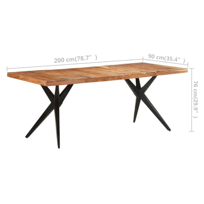 Valgomojo stalas, 200x90x76cm, akacijos medienos masyvas