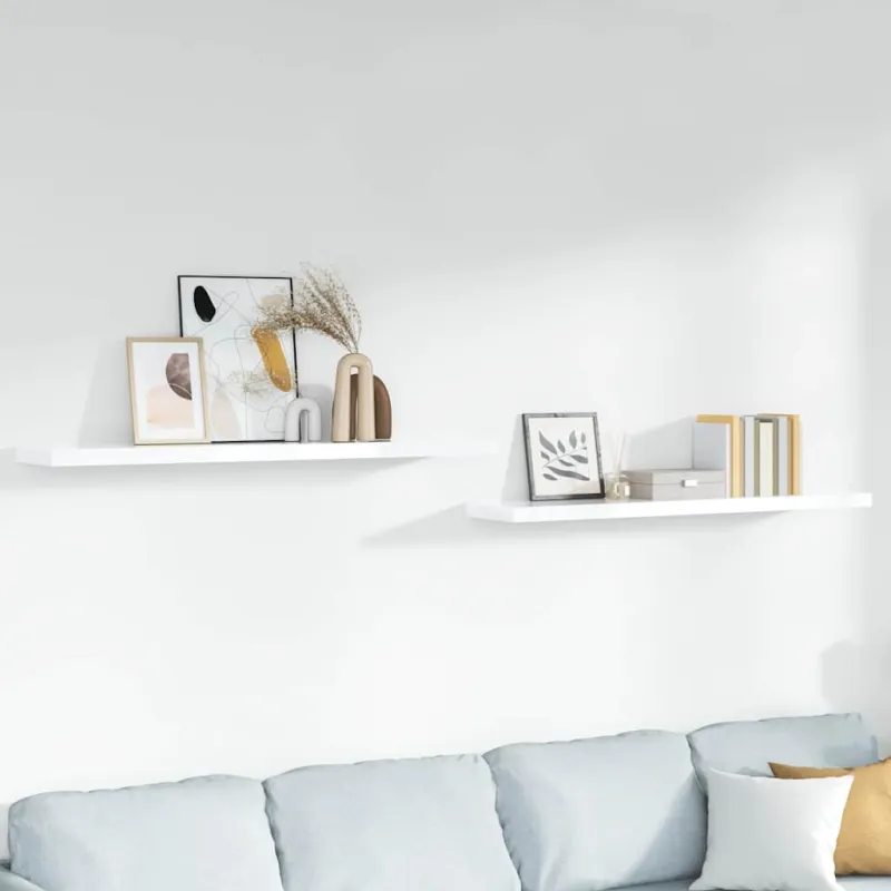 Pakabinamos lentynos, 2vnt., baltos, 120x23,5x3,8cm, MDF