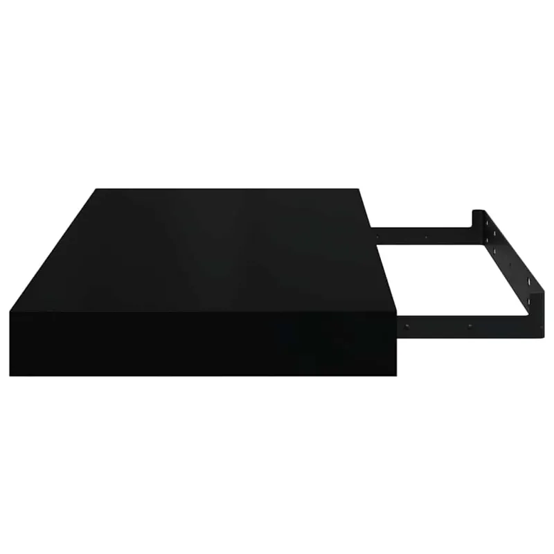Pakabinamos sieninės lentynos, 2vnt., juodos, 40x23x3,8cm, MDF