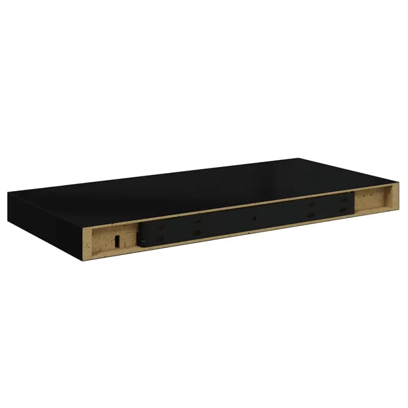 Pakabinama sieninė lentyna, juoda, 50x23x3,8cm, MDF, blizgi