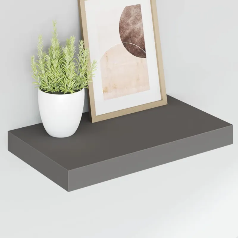 Pakabinamos sieninės lentynos, 2vnt., pilkos, 40x23x3,8cm, MDF