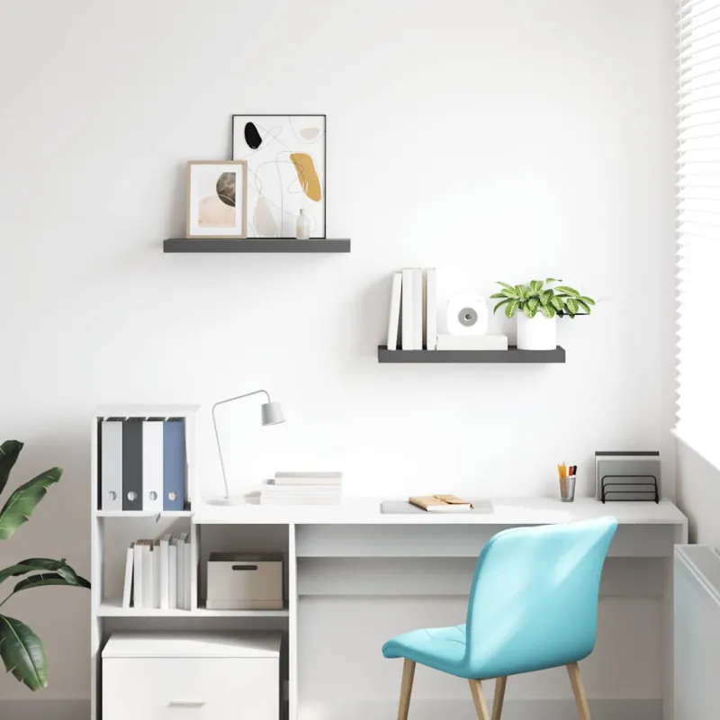 Pakabinamos lentynos, 2vnt., pilkos, 60x23,5x3,8cm, MDF