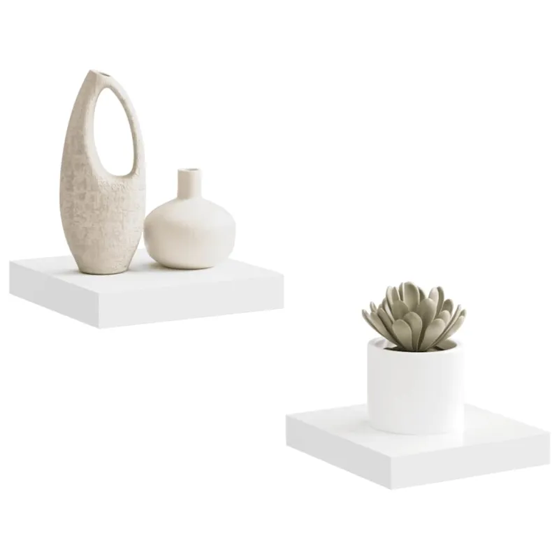Pakabinamos lentynos, 2vnt., baltos, 23x23,5x3,8cm, MDF