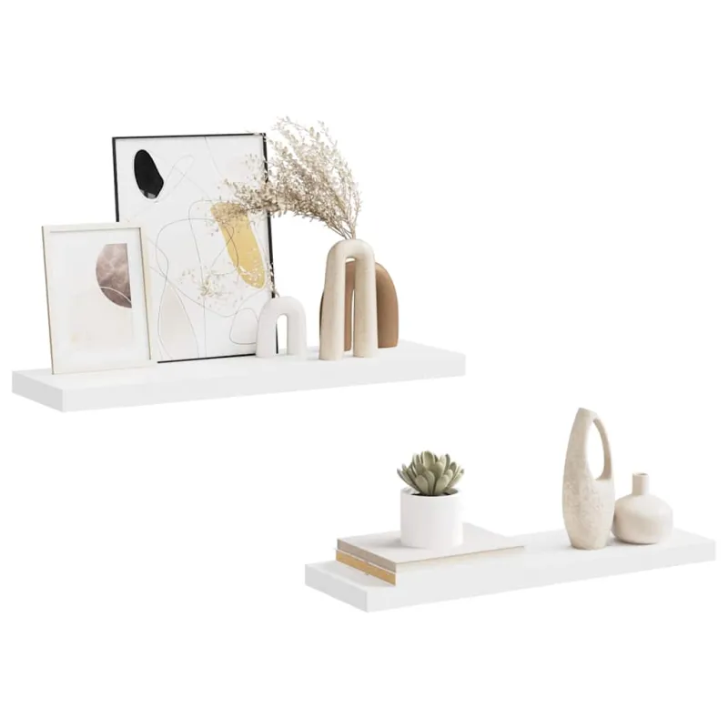 Pakabinamos lentynos, 2vnt., baltos, 80x23,5x3,8cm, MDF