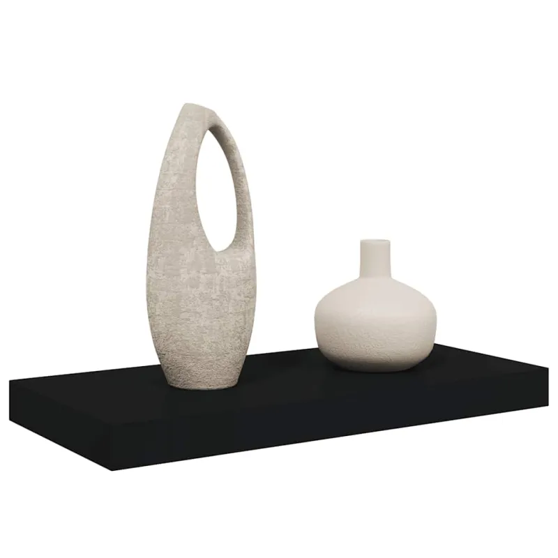 Pakabinama sieninė lentyna, juodos spalvos, 50x23x3,8cm, MDF