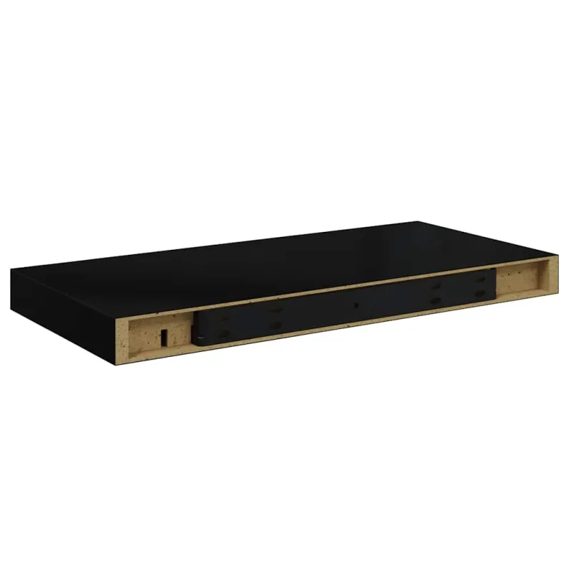 Pakabinama sieninė lentyna, juodos spalvos, 50x23x3,8cm, MDF
