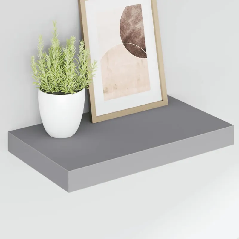 Pakabinamos sieninės lentynos, 2vnt., pilkos, 40x23x3,8cm, MDF