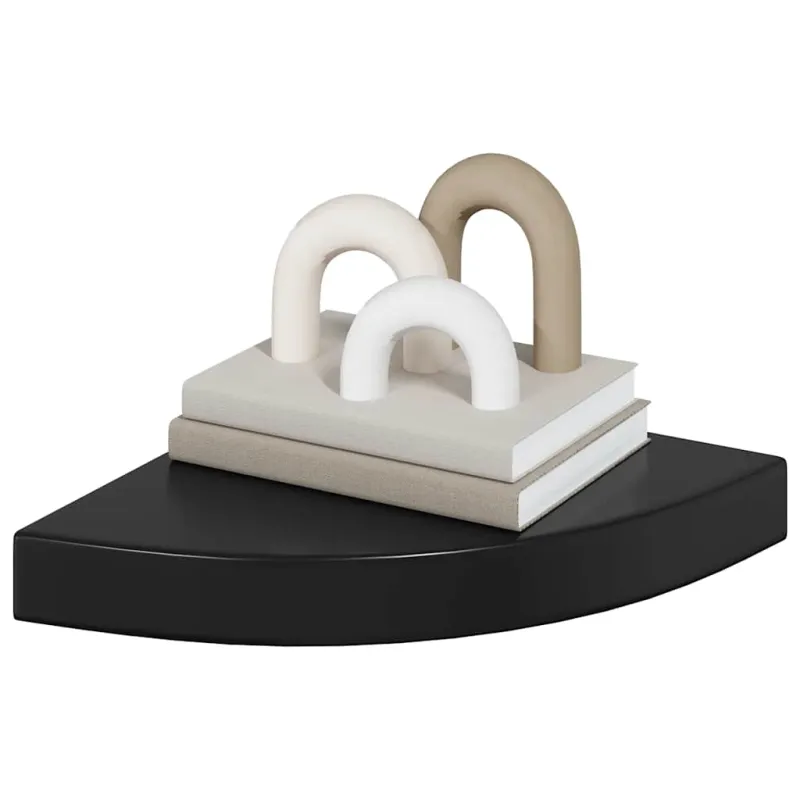Pakabinama kampinė lentyna, juoda, 25x25x3,8cm, MDF, blizgi