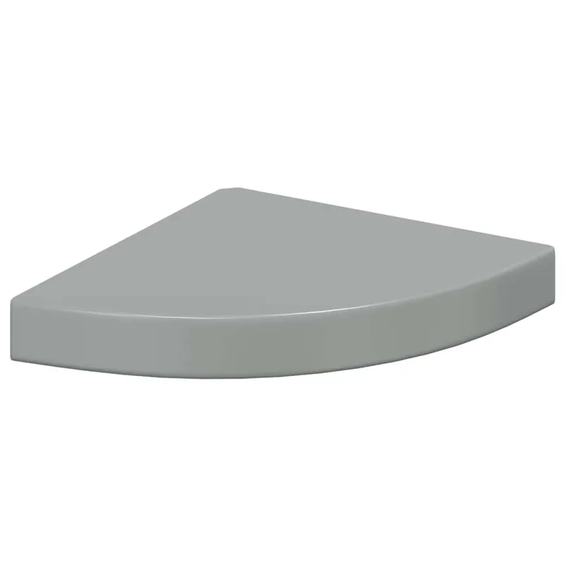 Pakabinamos kampinės lentynos, 4vnt., pilkos, 25x25x3,8cm, MDF