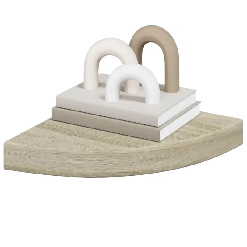 Pakabinamos kampinės lentynos, 4vnt., ąžuolo, 25x25x3,8cm, MDF