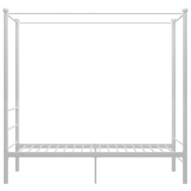 Lovos rėmas su baldakimu, baltos spalvos, 100x200cm, metalas