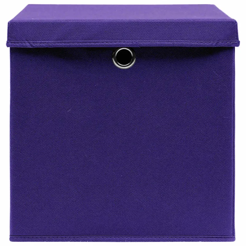 Daiktadėžės su dangčiais, 10vnt., violetinės, 28x28x28cm
