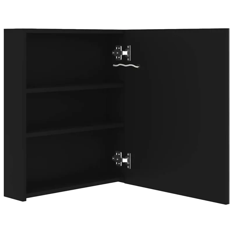 Veidrodinė vonios spintelė su LED apšvietimu, juoda, 50x14x60cm