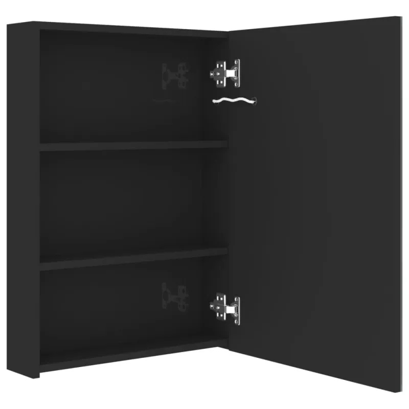 Veidrodinė vonios spintelė su LED apšvietimu, juoda, 50x13x70cm