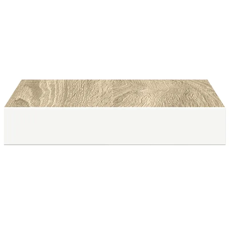 Pakabinama sieninė lentyna, ąžuolo ir balta, 23x23,5x3,8cm, MDF