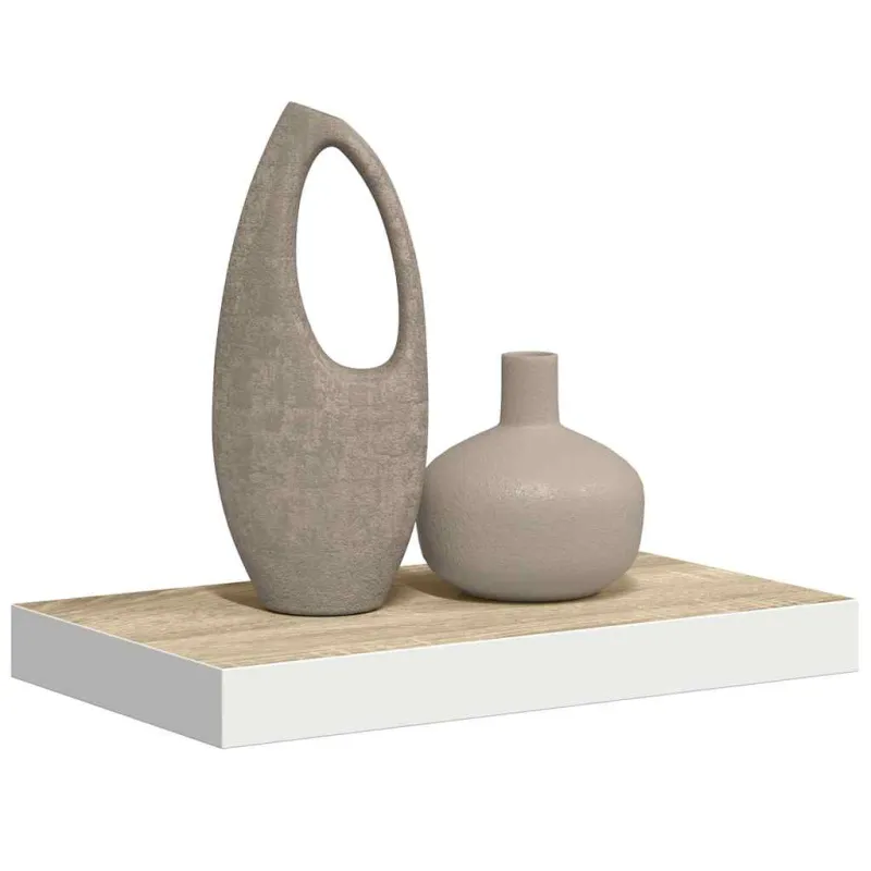 Pakabinama sieninė lentyna, ąžuolo ir balta, 50x23x3,8cm, MDF