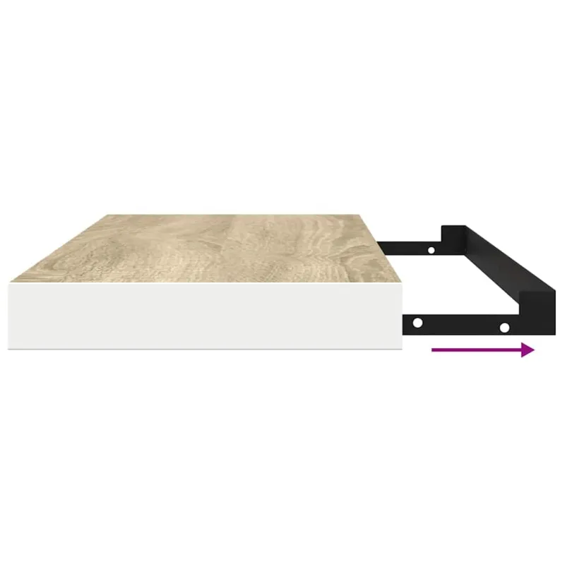 Pakabinamos lentynos, 2vnt., ąžuolo/baltos, 90x23,5x3,8cm, MDF