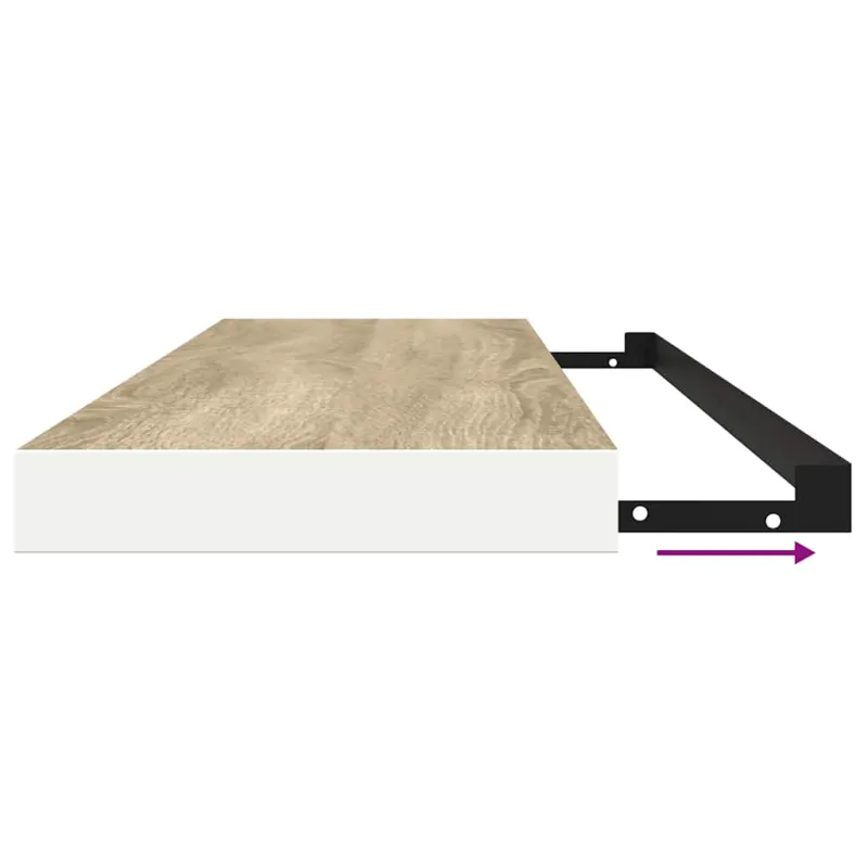 Pakabinamos lentynos, 2vnt., ąžuolo/baltos, 120x23,5x3,8cm, MDF