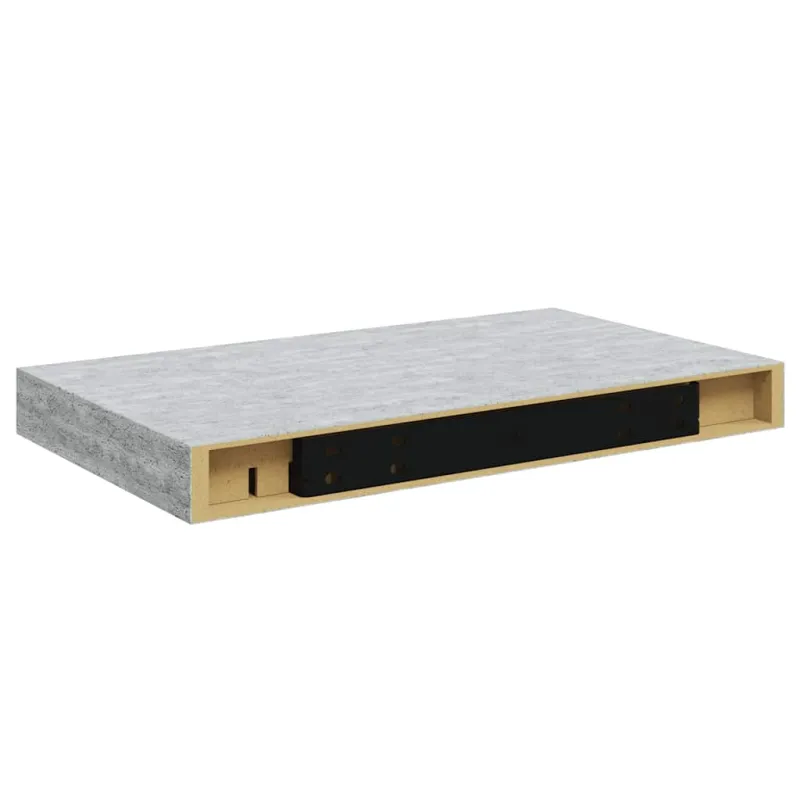 Pakabinamos sieninės lentynos, 4vnt., pilkos, 40x23x3,8cm, MDF