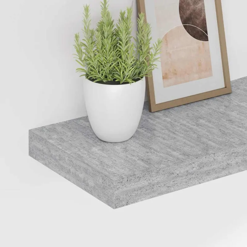 Pakabinamos lentynos, 4vnt., betono pilkos, 60x23,5x3,8cm, MDF