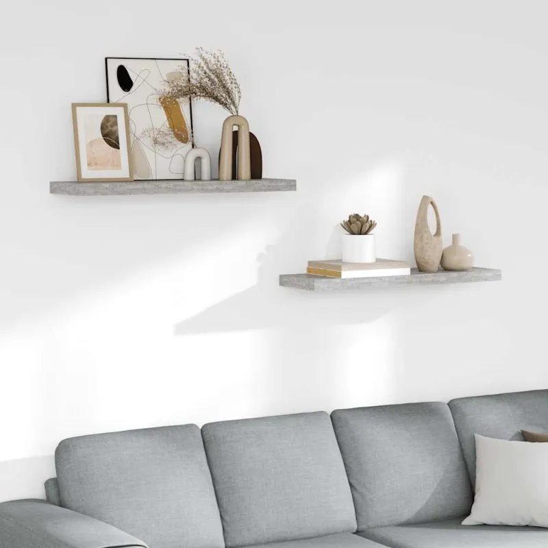 Pakabinamos lentynos, 2vnt., betono pilkos, 80x23,5x3,8cm, MDF