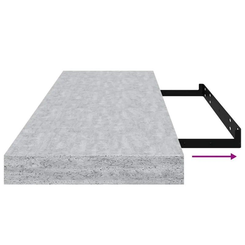 Pakabinamos lentynos, 2vnt., betono pilkos, 80x23,5x3,8cm, MDF