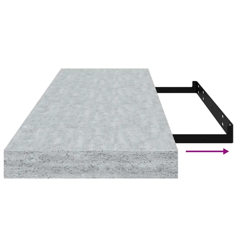 Pakabinamos lentynos, 4vnt., betono pilkos, 80x23,5x3,8cm, MDF