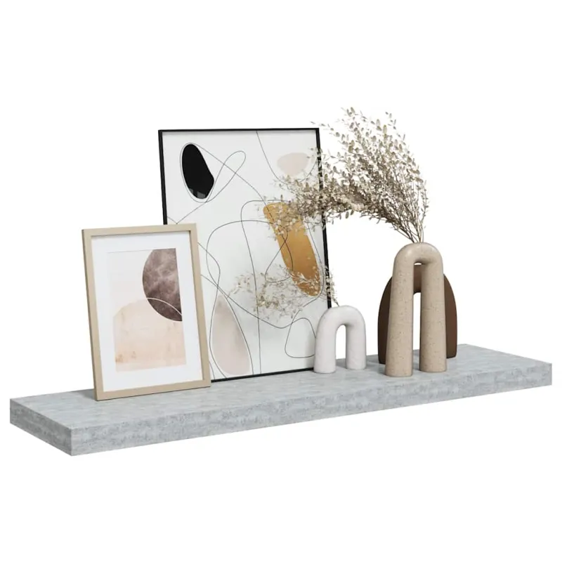 Pakabinama sieninė lentyna, betono pilka, 90x23,5x3,8cm, MDF