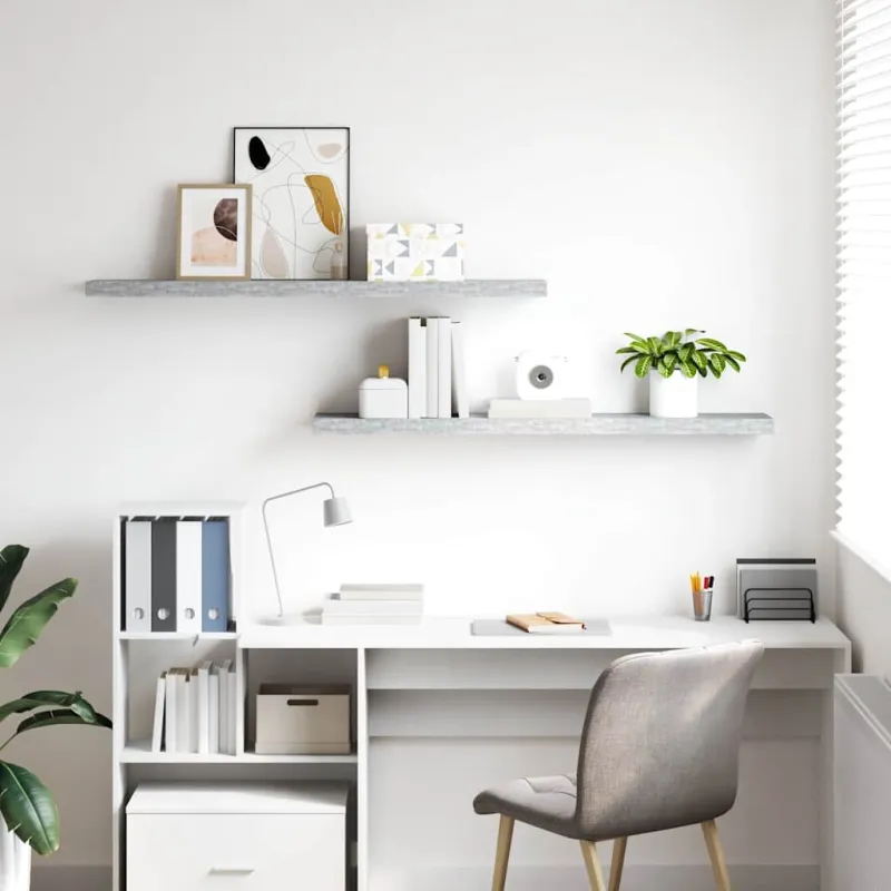 Pakabinamos lentynos, 2vnt., pilkos, 120x23,5x3,8cm, MDF