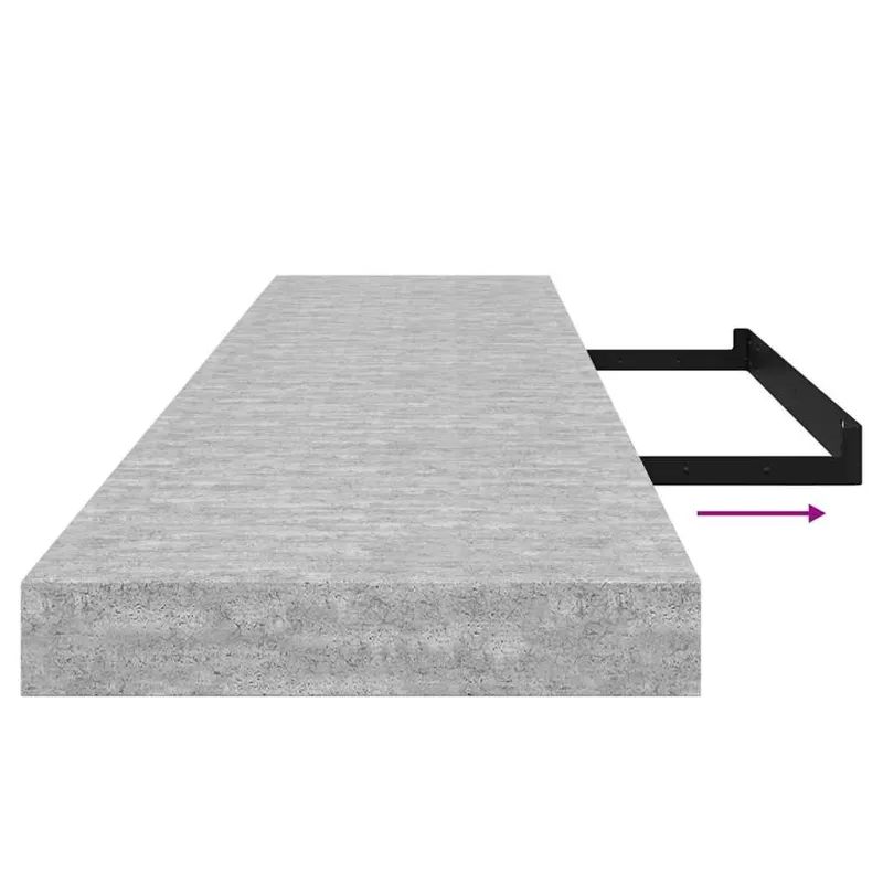 Pakabinamos lentynos, 2vnt., pilkos, 120x23,5x3,8cm, MDF