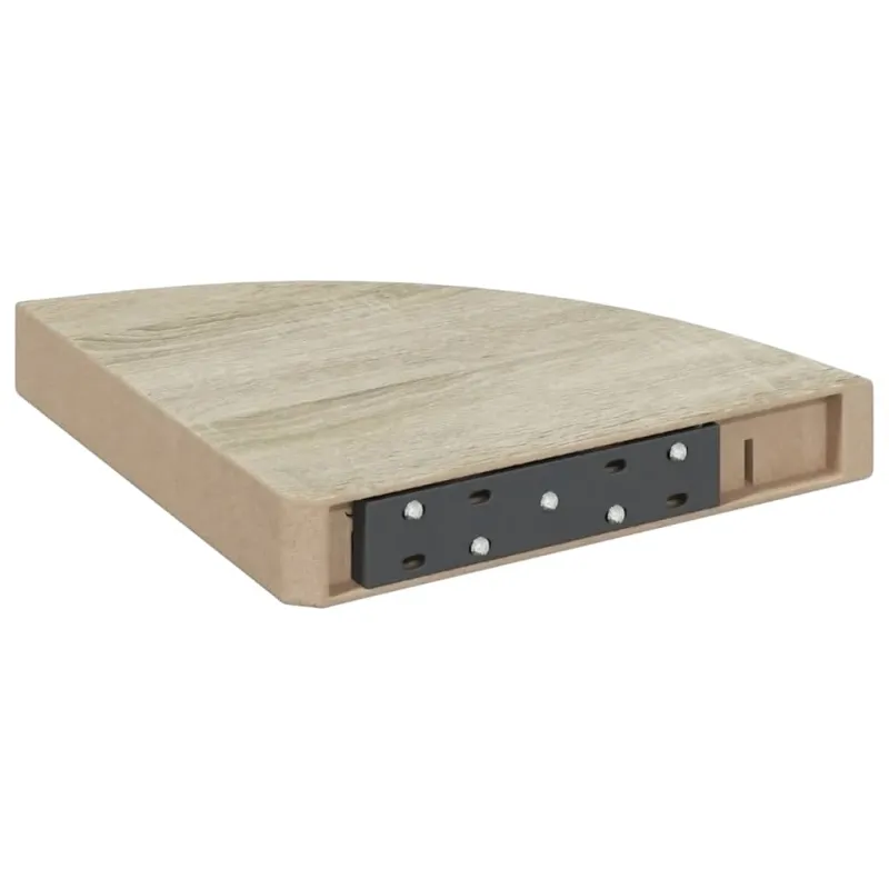 Sieninė kampinė lentyna, balta ir ąžuolo, 25x25x3,8cm, MDF