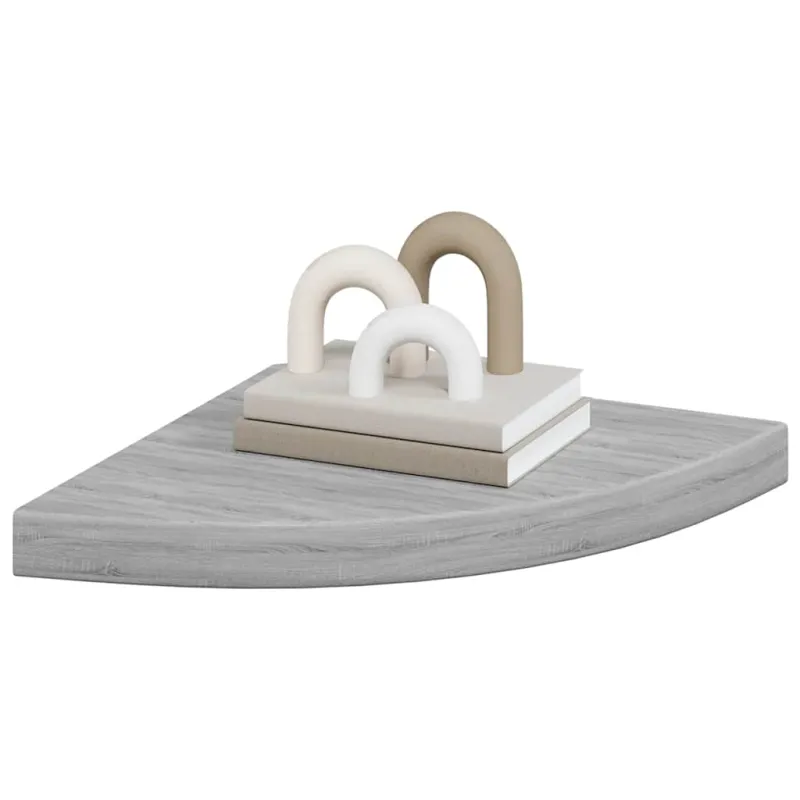 Sieninės kampinės lentynos, 2vnt., pilkos, 35x35x3,8cm, MDF