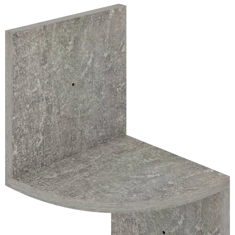 Sieninė kampinė lentyna, betono, 19x19x123cm, apdirbta mediena