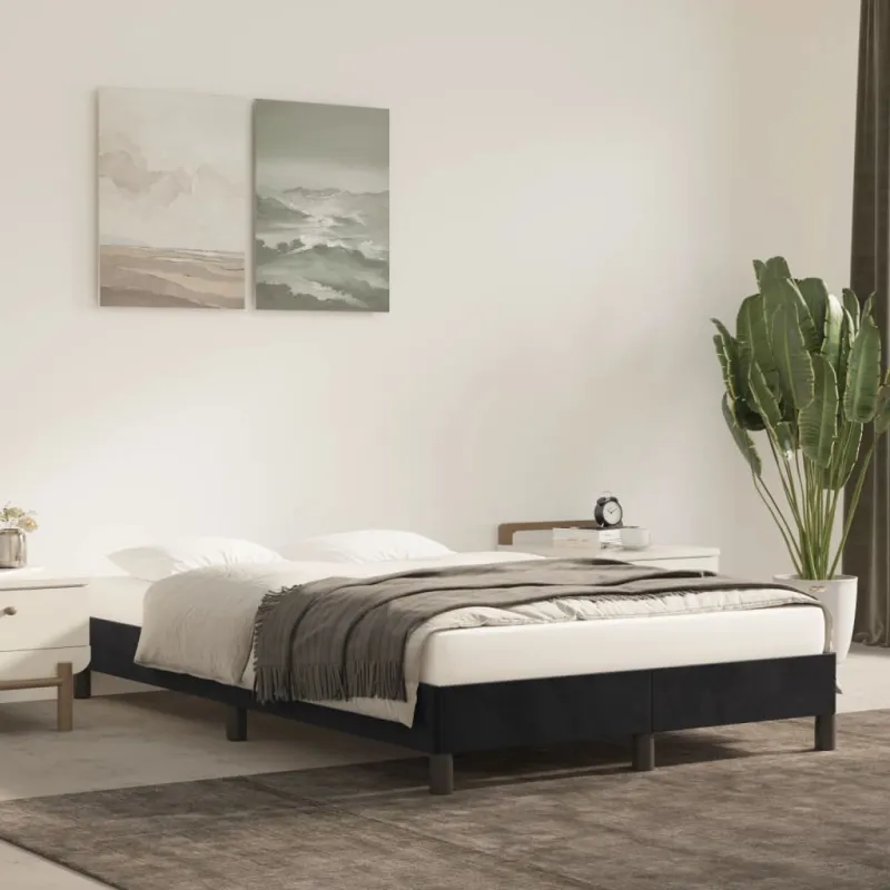 Lovos rėmas be čiužiniu, juodas, 120x190 cm, aksomas