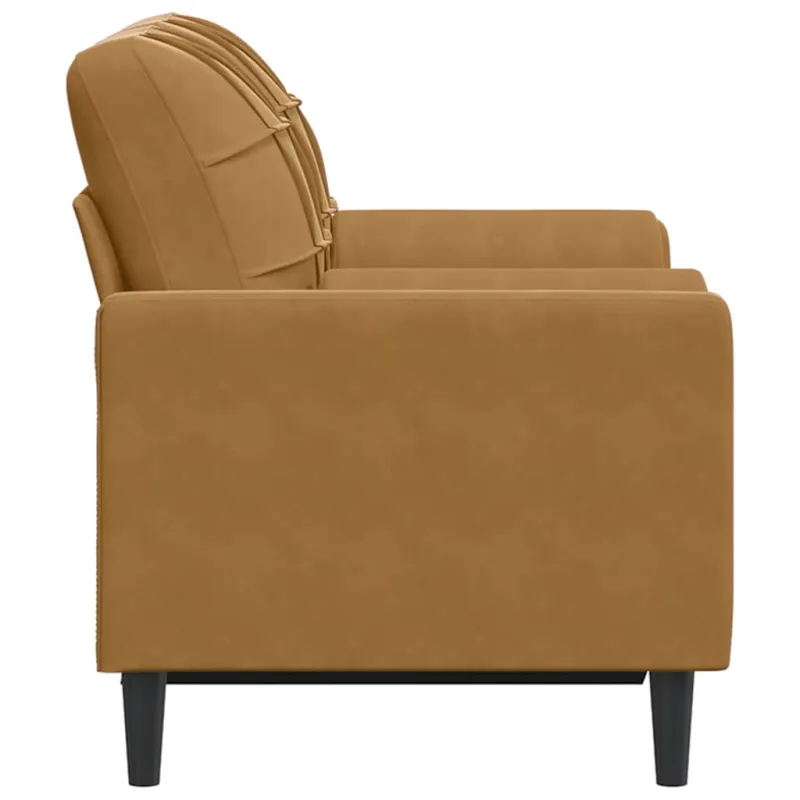 Dvivietė sofa su pagalvėlėmis, rudos spalvos, 120cm, aksomas