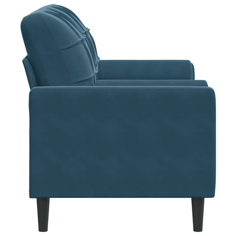 Dvivietė sofa su pagalvėlėmis, mėlynos spalvos, 140cm, aksomas