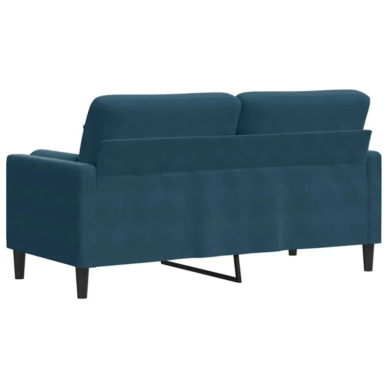 Dvivietė sofa su pagalvėlėmis, mėlynos spalvos, 140cm, aksomas