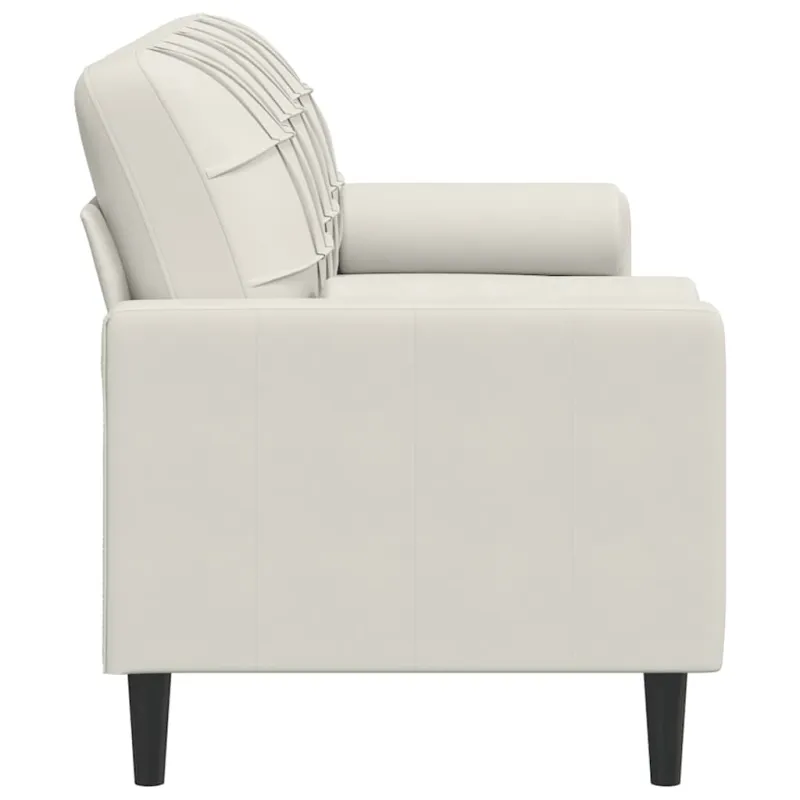 Trivietė sofa su pagalvėlėmis, kreminės spalvos, 180cm, aksomas