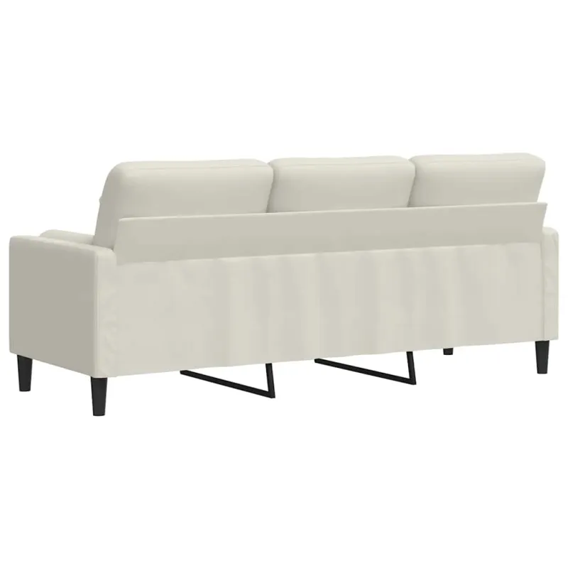 Trivietė sofa su pagalvėlėmis, kreminės spalvos, 180cm, aksomas