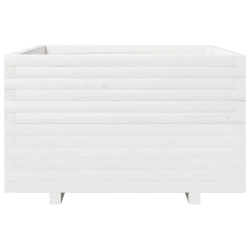Sodo lovelis, baltas, 80x80x49,5cm, pušies medienos masyvas