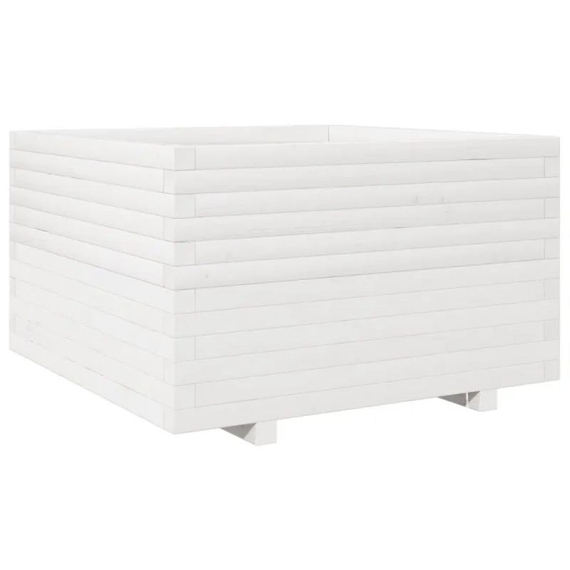 Sodo lovelis, baltas, 80x80x49,5cm, pušies medienos masyvas