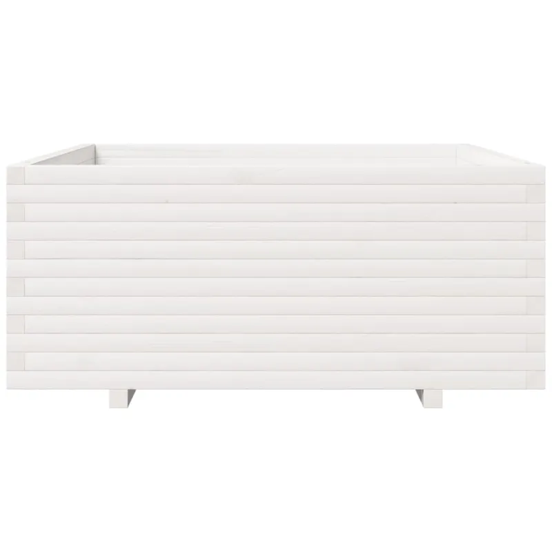 Sodo lovelis, baltas, 110x110x49,5cm, pušies medienos masyvas