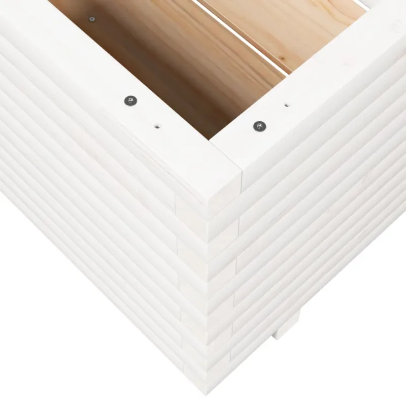 Sodo lovelis, baltas, 90x60x49,5cm, pušies medienos masyvas