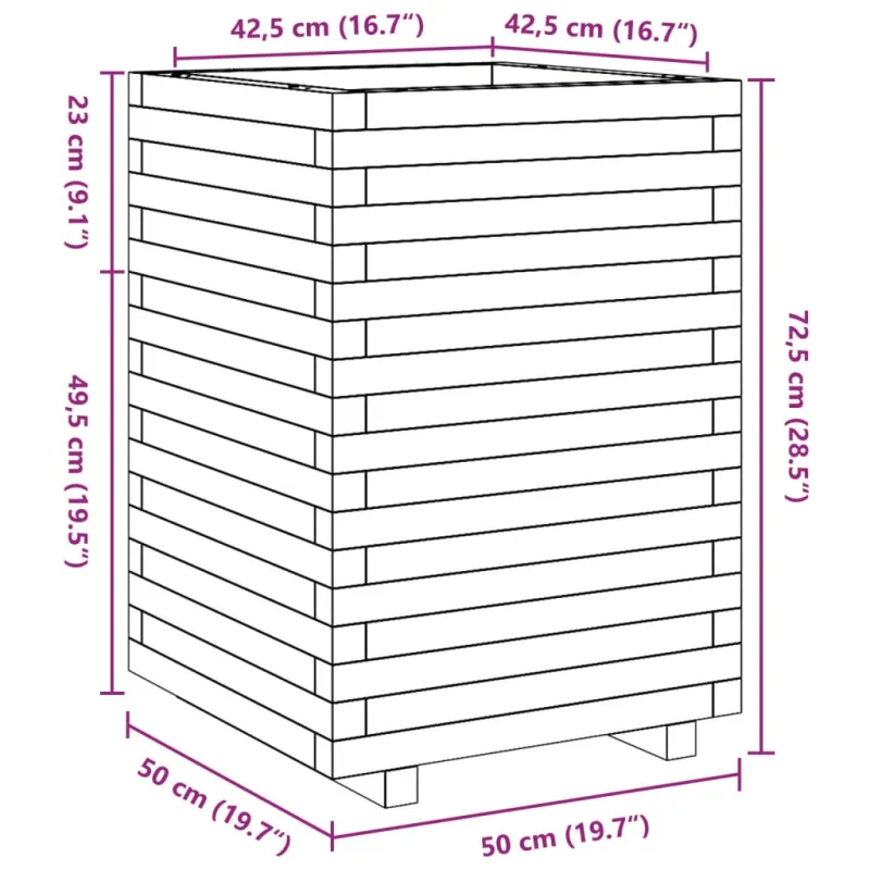 Sodo lovelis, baltas, 50x50x72,5cm, pušies medienos masyvas