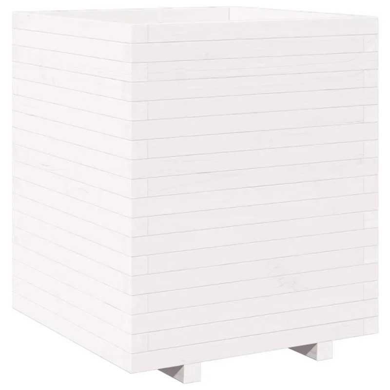 Sodo lovelis, baltas, 60x60x72,5cm, pušies medienos masyvas
