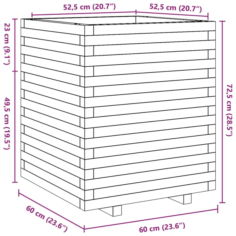 Sodo lovelis, baltas, 60x60x72,5cm, pušies medienos masyvas