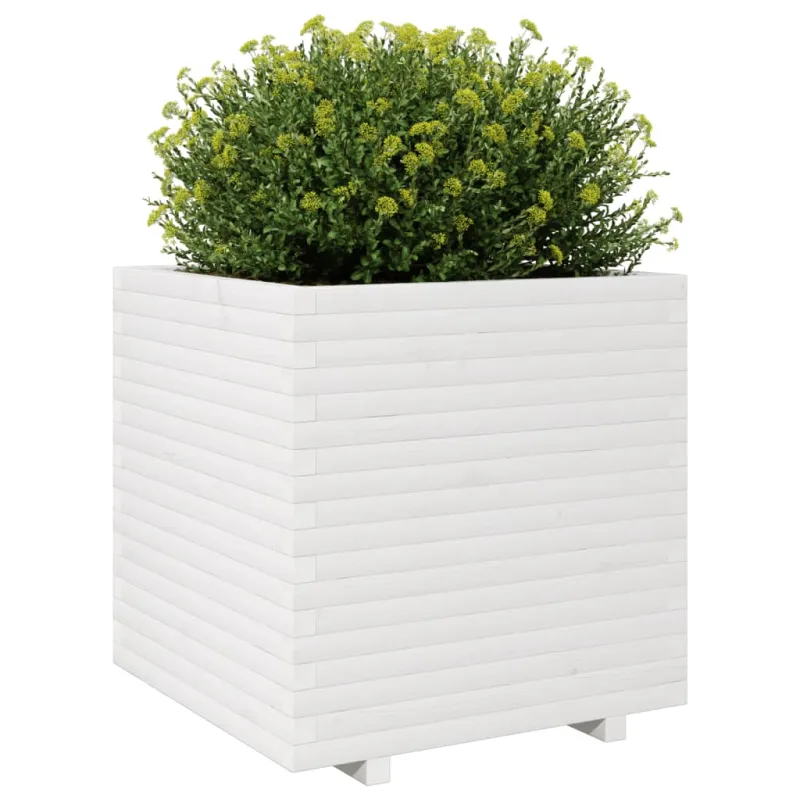 Sodo lovelis, baltas, 70x70x72,5cm, pušies medienos masyvas