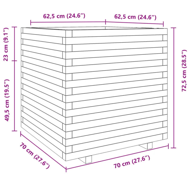 Sodo lovelis, baltas, 70x70x72,5cm, pušies medienos masyvas