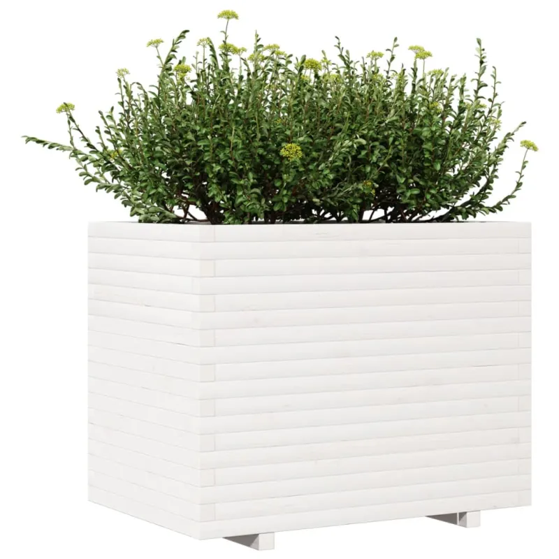 Sodo lovelis, baltas, 90x60x72,5cm, pušies medienos masyvas